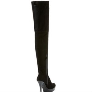 Stuart Weitzman thigh high black suede heel boots